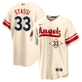 Men's Los Angeles Angels Max Stassi City Connect Special Edition Cream Stitched Jersey