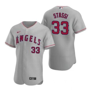 Men's Max Stassi Los Angeles Angels Flex Base Jersey Gray