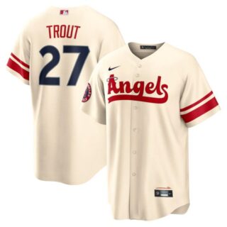 Youth Los Angeles Angels Mike Trout 2022 City Connect Cream Stitched Jersey