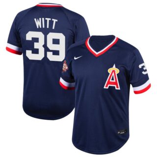 Men's Mike Witt Los Angeles Angels 1970 Throwback Jersey - Stitched Navy