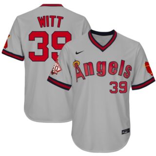 Men's Mike Witt Los Angeles Angels 1970 Throwback Jersey - Stitched Gray