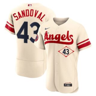 Men's Flex Base Los Angeles Angels Patrick Sandoval 2022 City Connect Cream Stitched Jersey