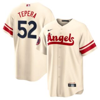Men's Cool Base Los Angeles Angels Ryan Tepera 2022 City Connect Cream Stitched Jersey