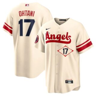 Men's Los Angeles Angels Shohei Ohtani City Connect Special Edition Cream Stitched Jersey
