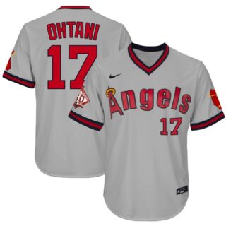 Men's Shohei Ohtani Los Angeles Angels 1970 Throwback Jersey - Stitched Gray