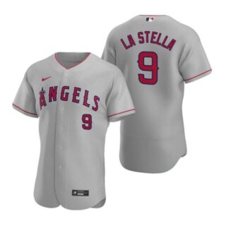 Men's Tommy La Stella Los Angeles Angels Flex Base Jersey Gray