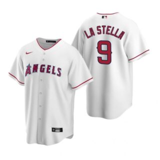 Men's Tommy La Stella Los Angeles Angels Cool Base Jersey White
