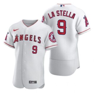 Men's Tommy La Stella Los Angeles Angels Flex Base Jersey White