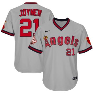 Men's Wally Joyner Los Angeles Angels 1970 Throwback Jersey - Stitched Gray