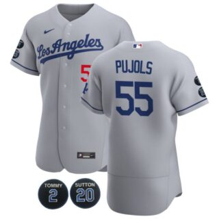 Men's Los Angeles Dodgers Albert Pujols Flex Base Jersey - Stitched Gray
