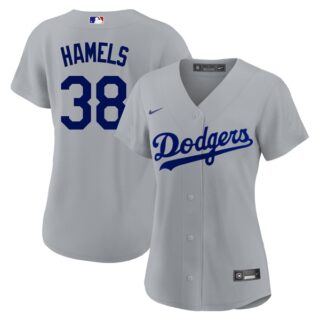 Women's Los Angeles Dodgers #38 Cole Hamels Cool Base Jersey Stitched - Gray