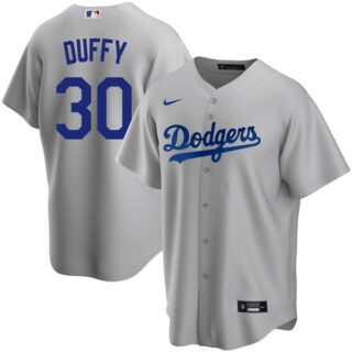 Men's Los Angeles Dodgers #30 Danny Duffy Cool Base Jersey Stitched - Gray