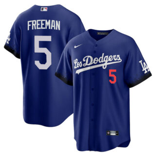 Men's Freddie Freeman Los Angeles Dodgers Royal City Connect Stitched Jersey Cool Base