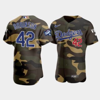 Men's Los Angeles Dodgers #42 Jackie Robinson Flex Base Jersey Stitched Camo