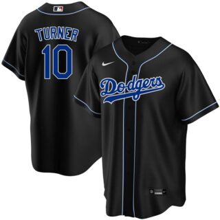 Men's - Cool Base Justin Turner Los Angeles Dodgers Black Fashion Jersey Stitched