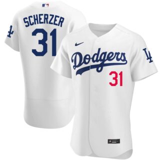 Men's Los Angeles Dodgers #31 Max Scherzer Flex Base Jersey Stitched - White