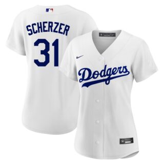 Women's Los Angeles Dodgers #31 Max Scherzer Cool Base Jersey Stitched - White