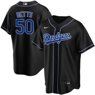 Men's - Cool Base Mookie Betts Los Angeles Dodgers Black Fashion Jersey Stitched