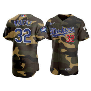 Men's Los Angeles Dodgers #32 Sandy Koufax Flex Base Jersey Stitched Camo