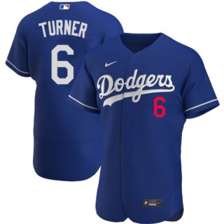 Men's Los Angeles Dodgers #6 Trea Turner Flex Base Jersey Stitched - Royal