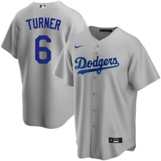 Youth Los Angeles Dodgers #6 Trea Turner Cool Base Jersey Stitched - Gray