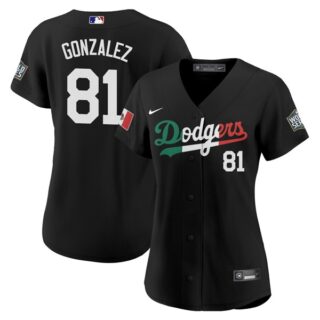 Women Victor Gonzalez Los Angeles Dodgers Black Mexico Flag Jersey Stitched