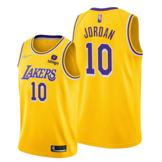 Men's #10 DeAndre Jordan Los Angeles Lakers Gold Icon 75th Anniversary Diamond Jersey Stitched