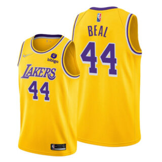Men's #44 Bradley Beal Los Angeles Lakers Gold Icon 75th Anniversary Diamond Jersey Stitched