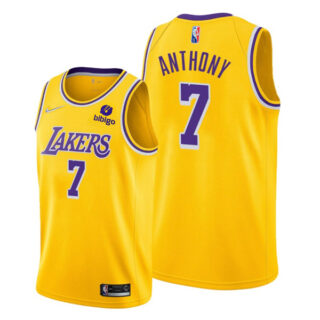 Men's #7 Carmelo Anthony Los Angeles Lakers Gold Icon 75th Anniversary Diamond Jersey Stitched