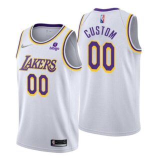 Men's Custom Los Angeles Lakers 75th Anniversary Diamond Jersey White Association