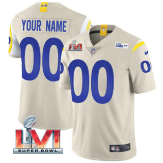 Men's Custom Los Angeles Rams 2022 Super Bowl LVI Vapor Limited Stitched Jersey Bone