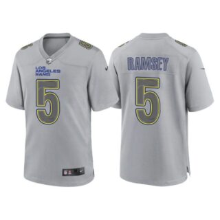 Men's Los Angeles Rams Jalen Ramsey Gray Atmosphere Fashion Stitched Jersey