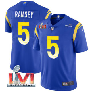 Men's Jalen Ramsey Los Angeles Rams 2022 Super Bowl LVI Vapor Limited Stitched Jersey Royal