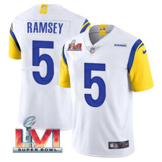 Men's Jalen Ramsey Los Angeles Rams 2022 Super Bowl LVI Vapor Limited Stitched Jersey White