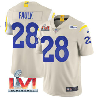 Men's Marshall Faulk Los Angeles Rams 2022 Super Bowl LVI Vapor Limited Stitched Jersey Bone