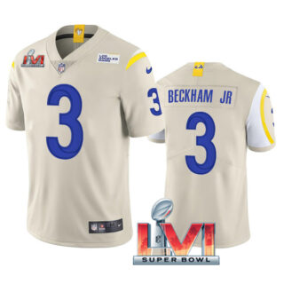 Men's Odell Beckham Jr. Los Angeles Rams 2022 Super Bowl LVI Vapor Limited Stitched Jersey Bone