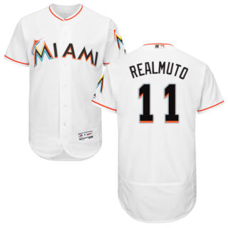 marlins #11 JT Realmuto White Flexbase Authentic Collection Stitched Baseball Jersey