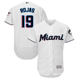marlins #19 Miguel Rojas White Flexbase Authentic Collection Stitched Baseball Jersey
