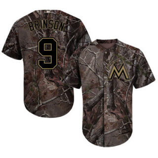 marlins #9 Lewis Brinson Camo Realtree Collection Cool Base Stitched Baseball Jersey