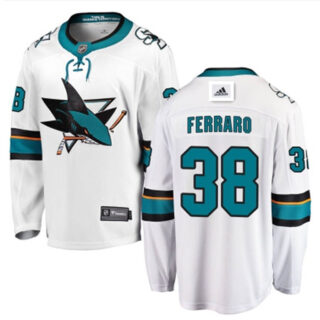 men's San Jose Sharks #38 mario ferraro branded away breakaway white jersey