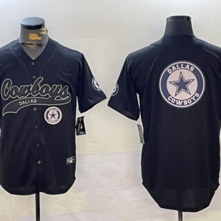 men's dallas cowboys team big logo black with patch cool base stitched baseball Jerseys