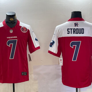 men's houston texans #7 c.j. stroud red white 2024 f.u.s.e. vapor limited stitched jersey