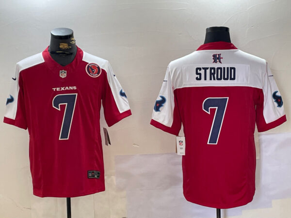 men's houston texans #7 c.j. stroud red white 2024 f.u.s.e. vapor limited stitched jersey