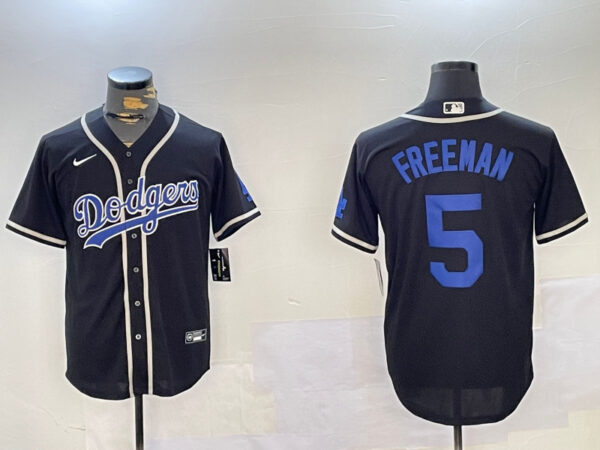 men's los angeles dodgers #5 freddie freeman black 2024 world series cool base stitched baseball Jerseys