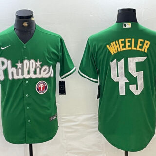 men's philadelphia phillies #45 zack wheeler green 2024 city connect stitched jersey