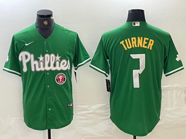 men's philadelphia phillies #7 trea turner green 2024 city connect stitched jersey