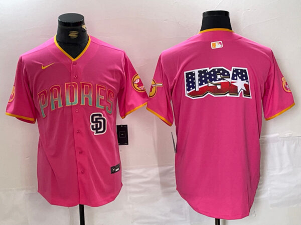 men's san diego padres team big logo pink cool base stitched baseball jerseys