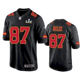 Men's Travis Kelce u00a0Kansas City Chiefs Black Jersey Super Bowl LV - All Stitched