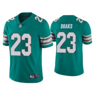Men's Gerrid Doaks Miami Dolphins Throwback Limited Stitched Jersey Aqua