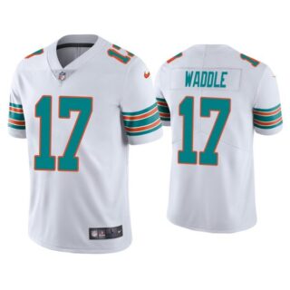 Men's Jaylen Waddle Miami Dolphins Throwback Limited Stitched Jersey White